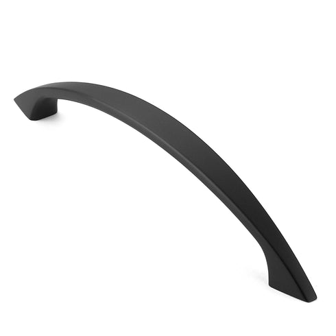 Solid Curved Matte Black 5-in Hole Centers Cabinet Pulls